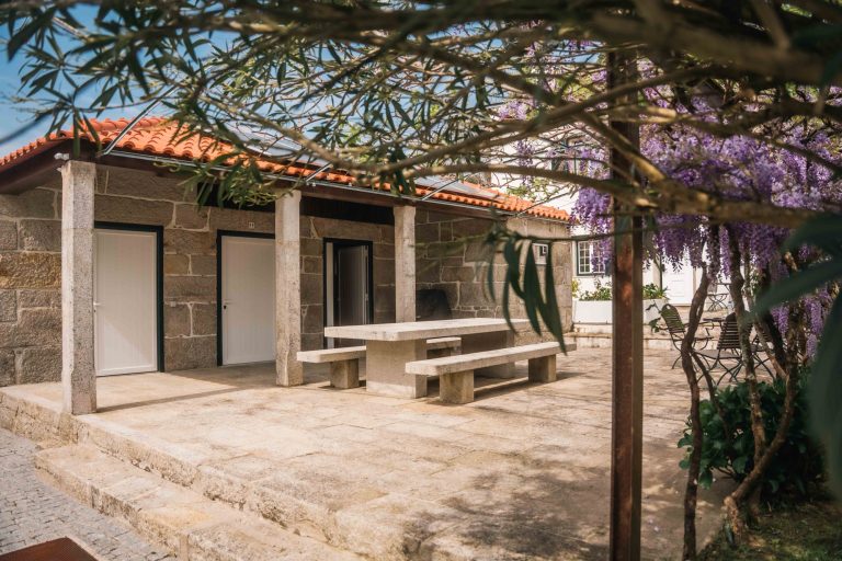 Barbecue area with stone tables