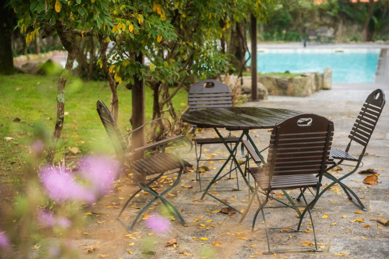 Garden table by the pool