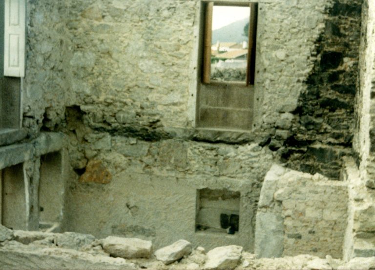 Inside the ruin during the restoration