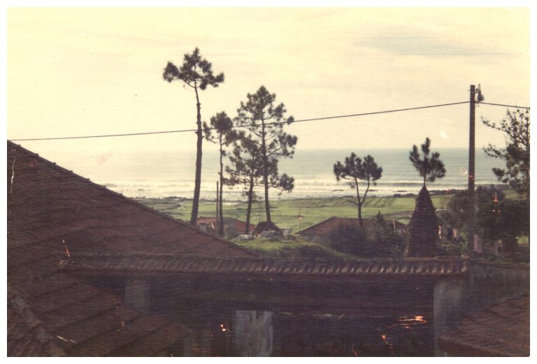 View over the roofs to the sea, before the restoration